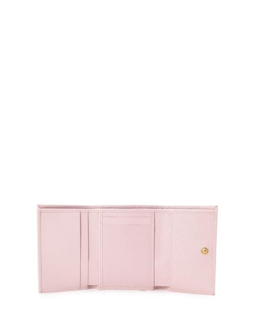 Dolce & Gabbana Pink Logo Plaque Trifold Wallet