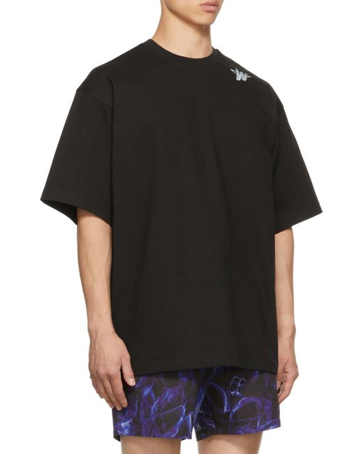 we11done Gray Oversized Logo Print T-Shirt for men