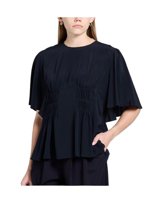 Chloé Black Solid-Color Short-Sleeved Top