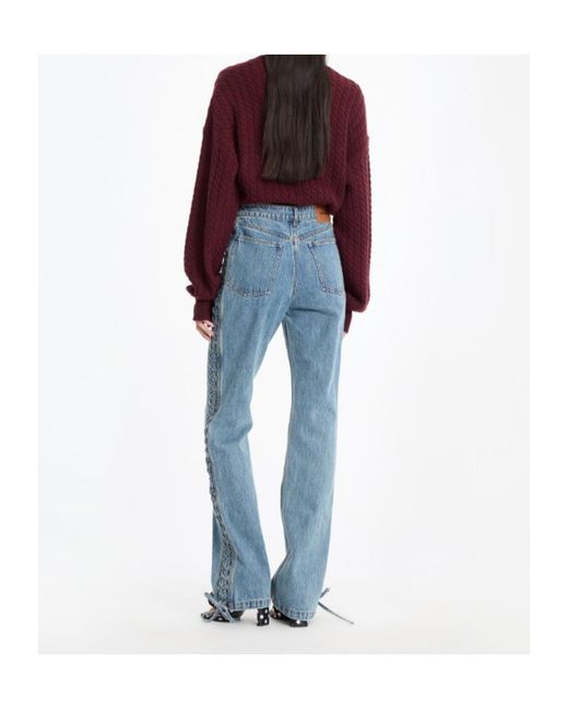 ROTATE BIRGER CHRISTENSEN Purple Cable-Knit Logo Patch Jumper