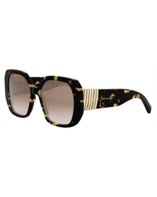 BVLGARI Brown Geometric Frame Sunglasses