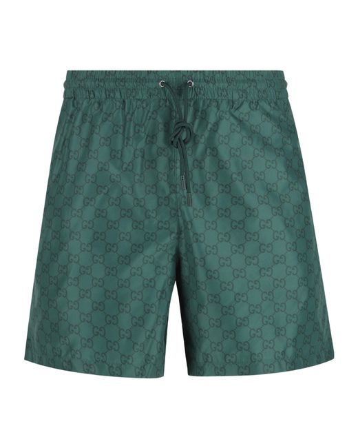 Gucci Green Monogrammed Drawstring Swimwear for men