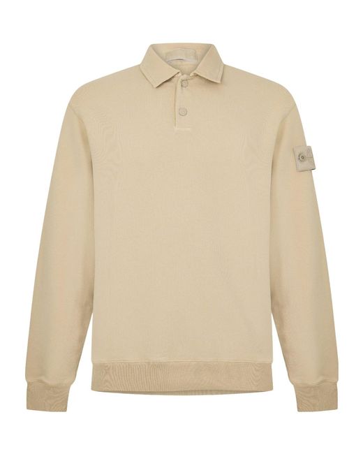 Stone Island Natural Long-Sleeve Polo Sweatshirt for men
