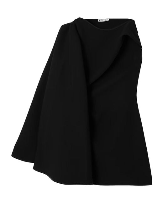 Maticevski Black Cape Effect One-Shoulder Crepe Dress