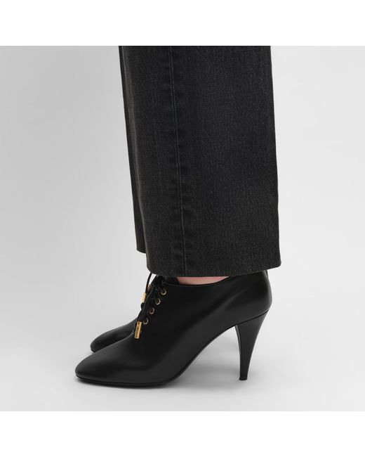 Céline Black Soft Oxford Lace-Up Heeled Ballerina