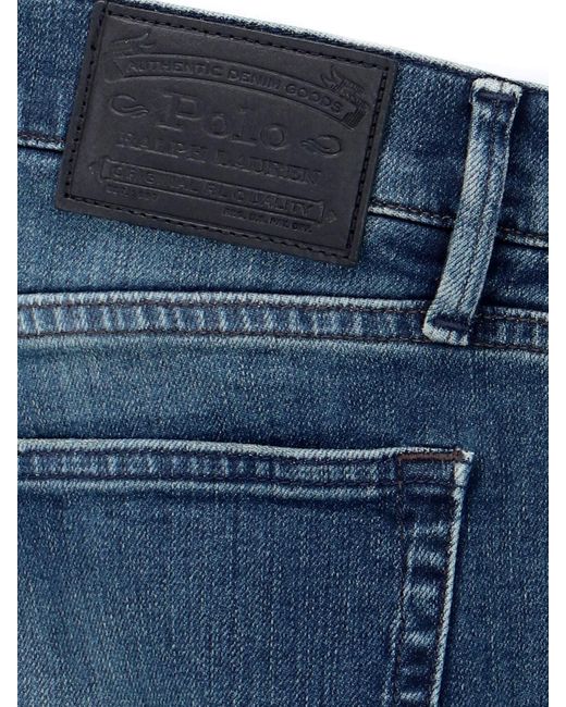 Polo Ralph Lauren Blue Bleached-Wash Slim-Cut Jeans for men