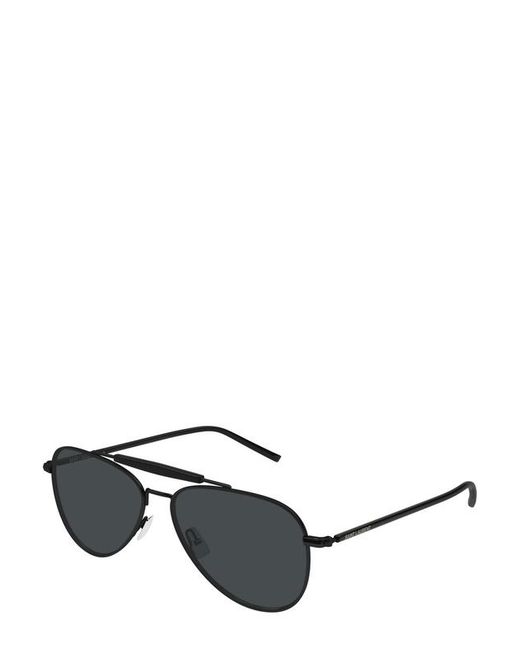 Saint Laurent Black Eyewear Pilot Frame Sunglasses for men