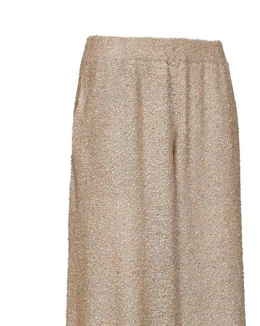 Brunello Cucinelli Natural Sequin Embellished Cropped Ide Leg Pants