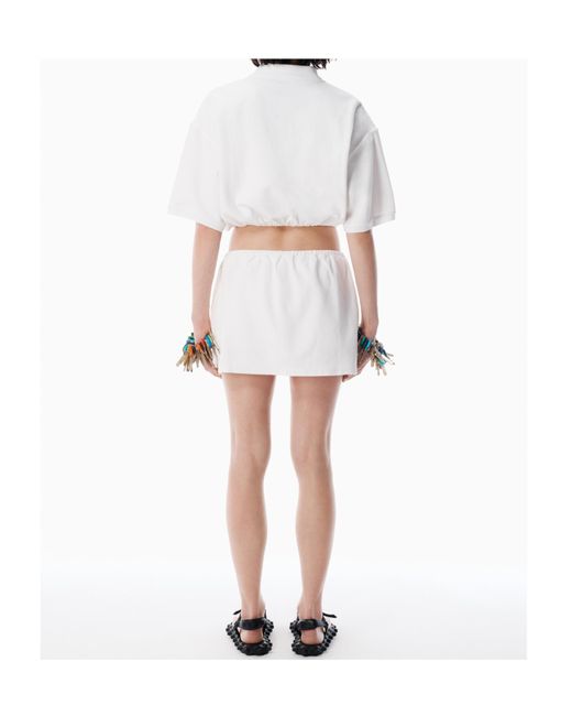 Alexander Wang White Elasticated-Waistband Buttoned Skirt