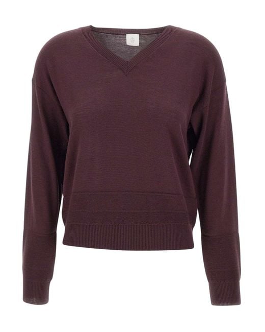 Eleventy Purple V-Neck Ribbed Knitwear