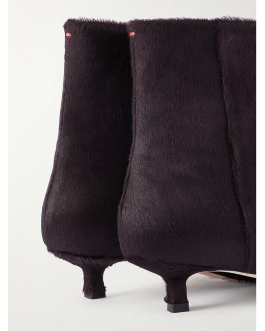 Aeyde Brown Solid Color Calf Hair Ankle Boots