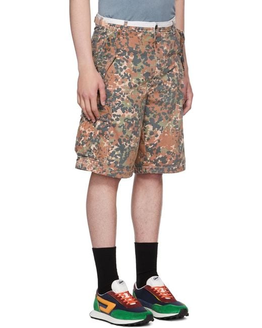 DIESEL Gray Camouflage Printed Shorts for men