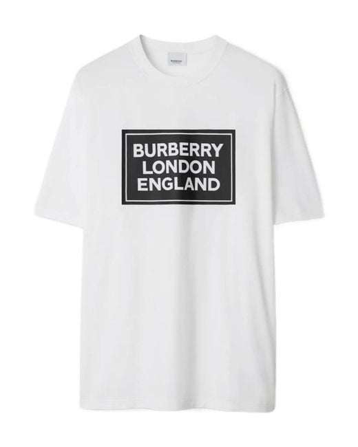Burberry White T-Shirt With Round Neck And Short Sleeves for men
