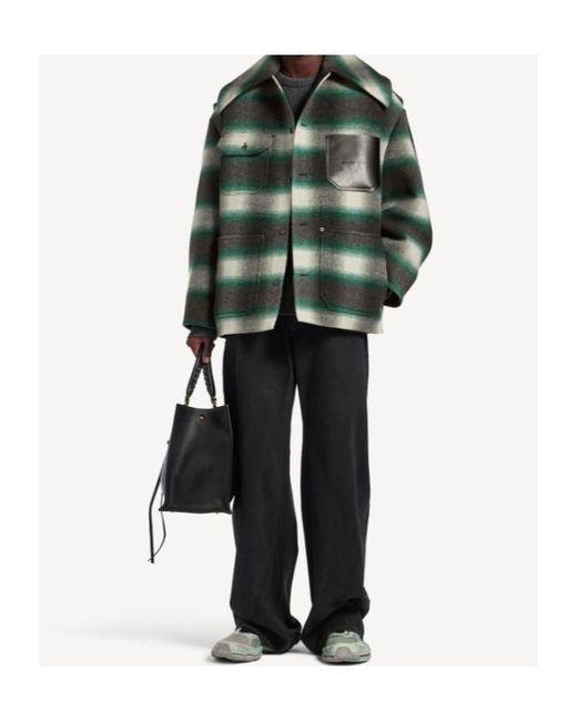Balenciaga Green Cocoon Check Flannel Shirt Jacket for men