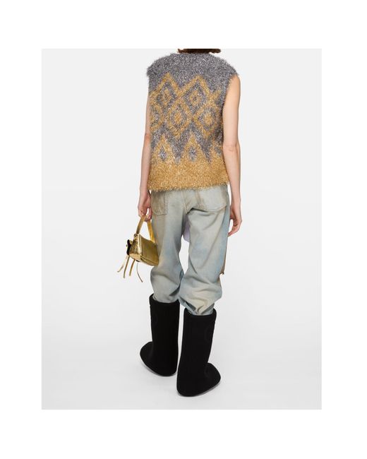 Acne Gray Geometric-Pattern Vest