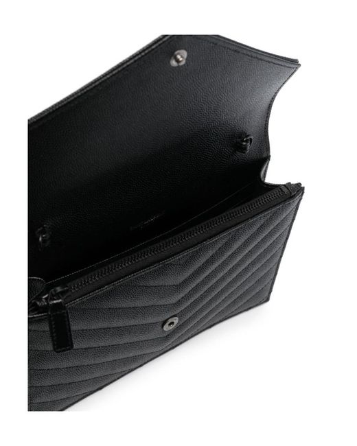 Saint Laurent Black Cassandre Envelope Chain Wallet