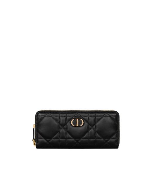 Dior Black Miss Caro Voyageur Slim Wallet With Crystals