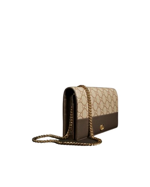 Gucci White Bi-Color Gg Marmont Wallet On Chain
