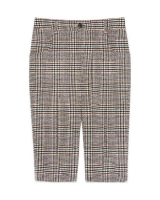 Saint Laurent Gray Prince Of Wales Bermuda Shorts