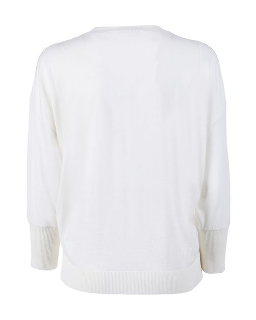 Peserico White Light-Detail Knitted Sweater