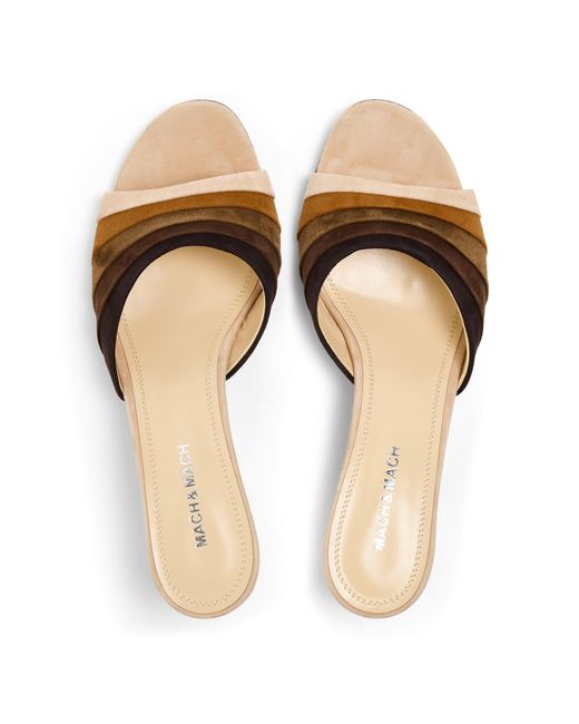 Mach & Mach Natural Colorblock Heeled Mules