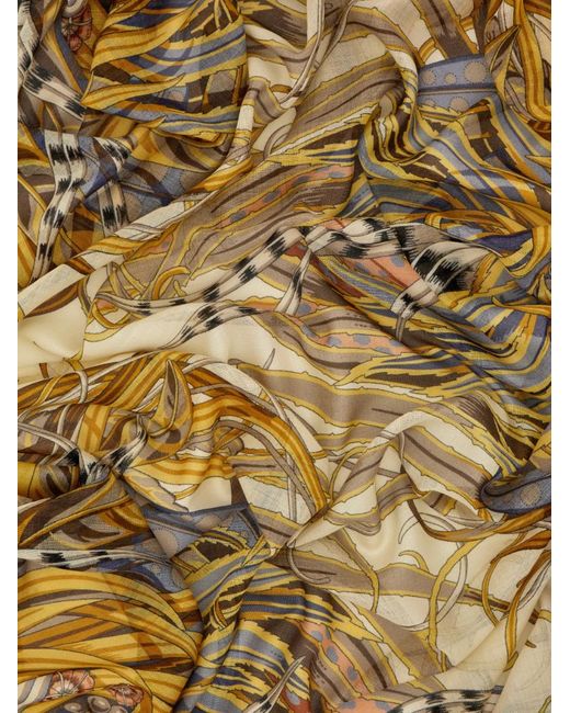 Ferragamo Metallic Rooster Print Shawl