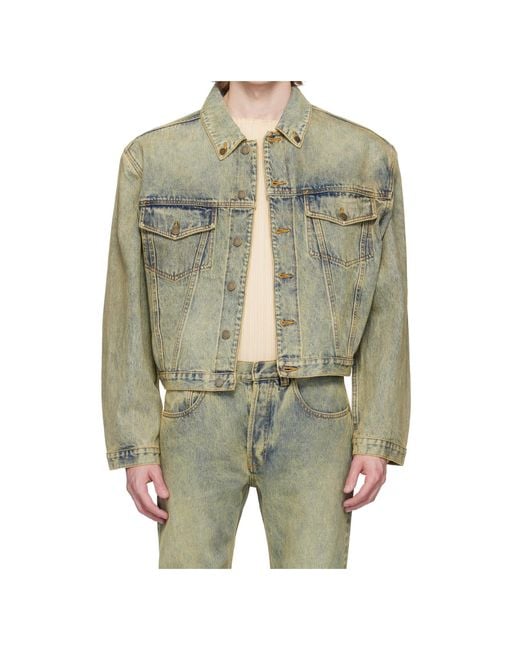Entire studios Green Button-Front Denim Jacket for men