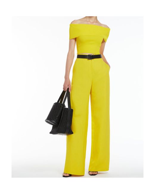Max Mara Yellow Off-The-Shoulder Sweater