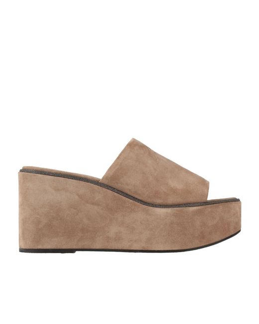 Brunello Cucinelli Brown Minimalist Slide Sandals