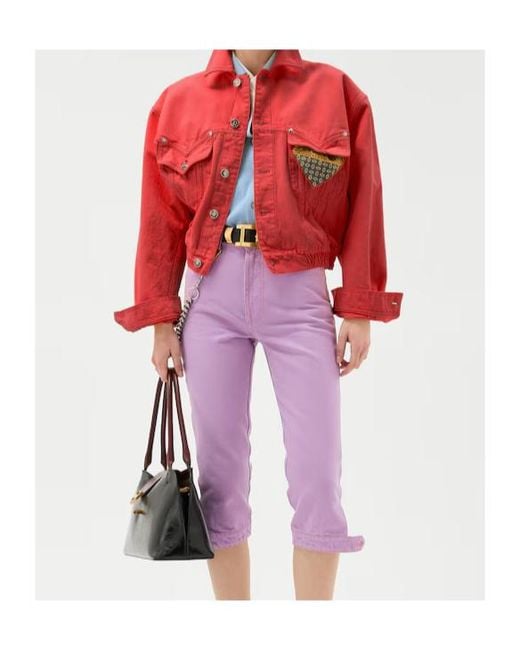 Versace Red Oversized Denim Jacket