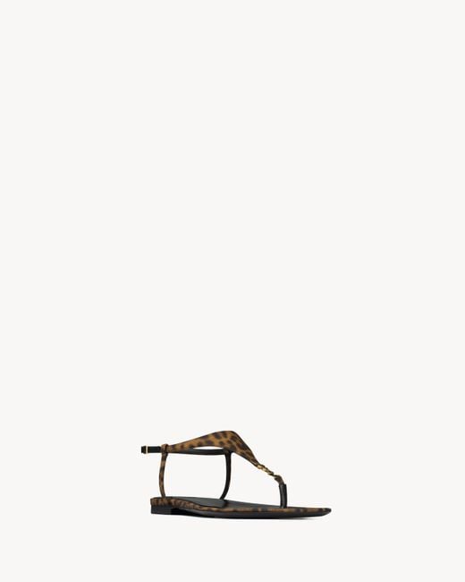 Saint Laurent Brown Cassandra Leopard Printed Sandals