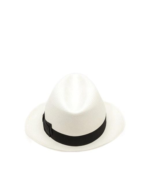 Borsalino White Classic Ribbon Hat for men