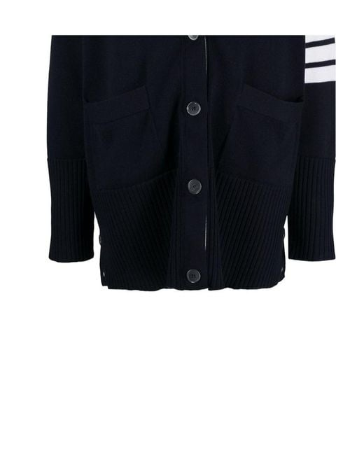 Thom Browne Blue 4-Bar Stripe Cardigan
