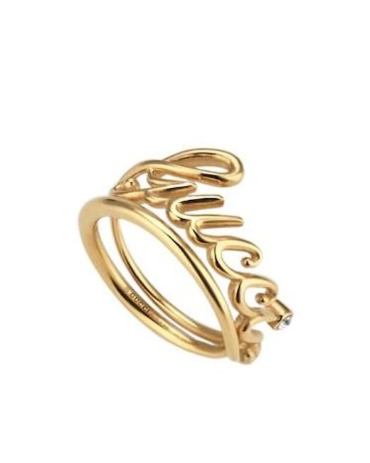 Gucci Metallic Script Wide Ring
