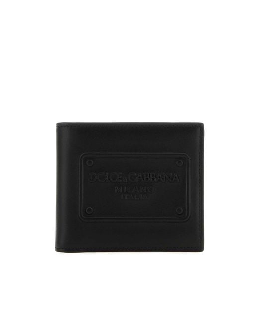 Dolce & Gabbana Black Logo Embossed Bifold Wallet for men