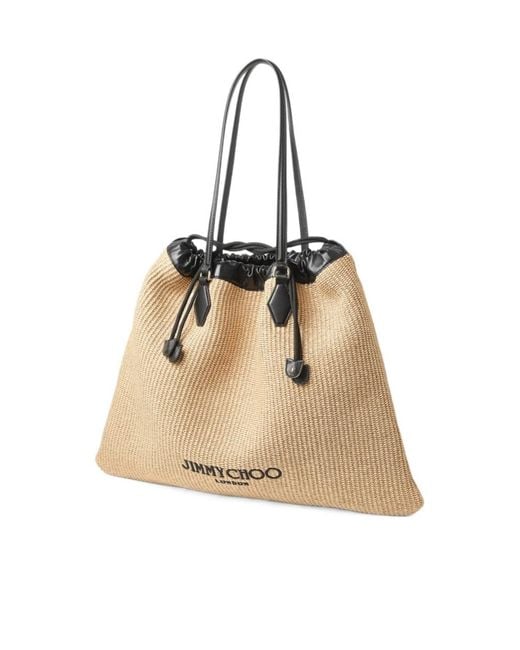 Jimmy Choo Natural Large Drawstring Tote Bag