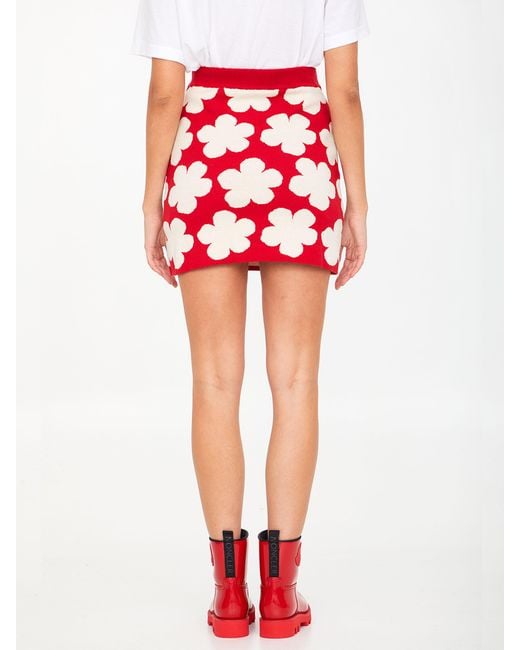 KENZO Red Hana Dots Jacquard Mini Skirt