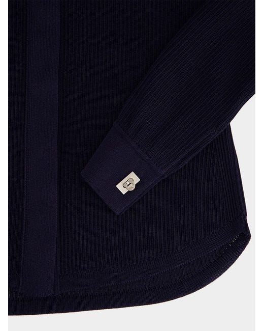 Ferragamo Blue Long-Sleeve Knit Top