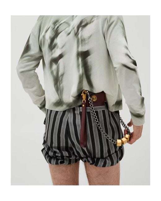 Versace Gray Pinstripe Formal Shorts for men