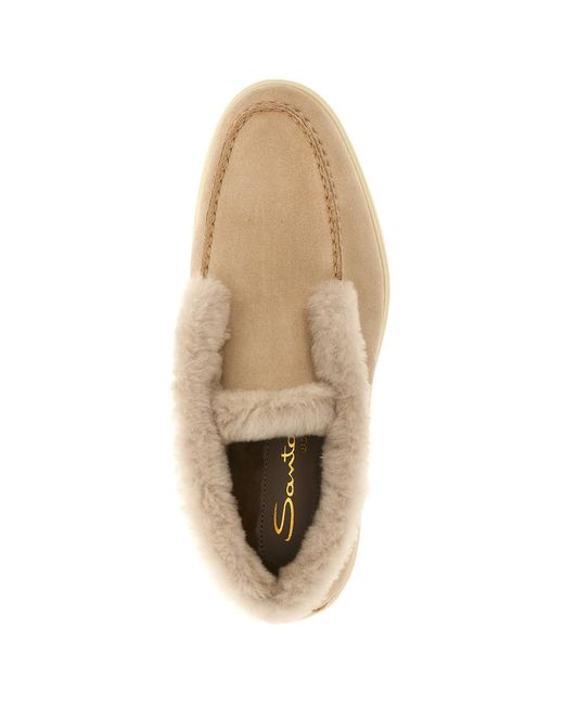 Santoni Natural Round Toe Ankle Boots
