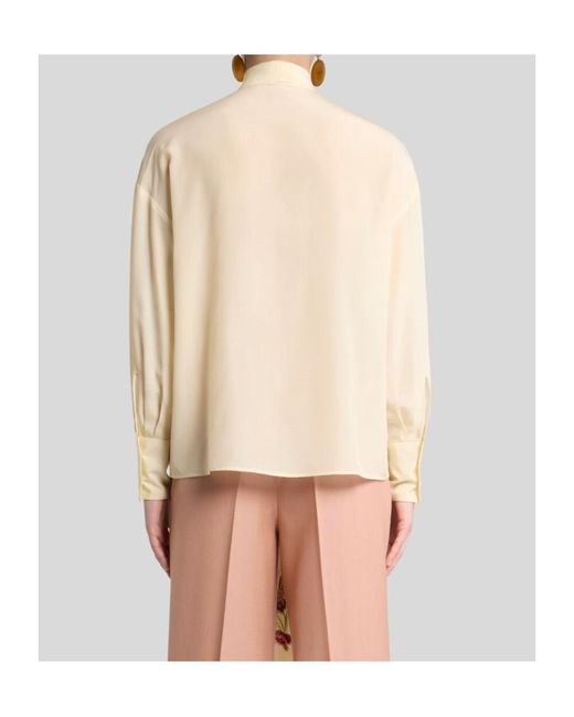 Etro Natural Silk Blouse With Placed Print