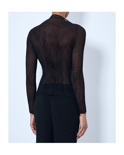 Issey Miyake Blue Sheer Pleated Top
