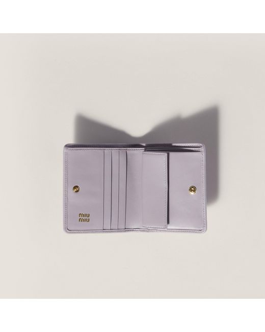Miu Miu Purple Logo-Lettering Matelassé Bi-Fold Wallet