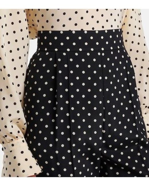 Valentino Black Silk Crêpe De Chine Polka-Dot Straight Pants