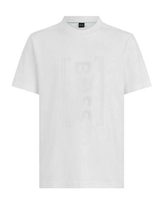 Boss White Crew Neck Short-Sleeved T-Shirt for men