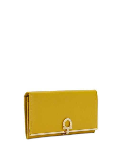 Ferragamo Yellow Logo Long Purse