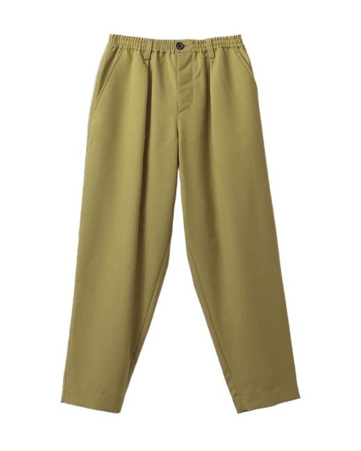 Marni Green Drawstring-Waist Virgin-Wool Trousers for men