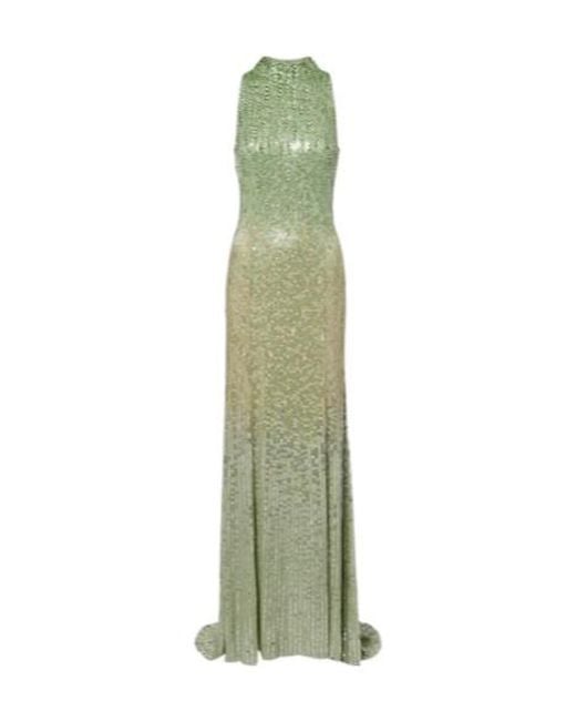 Jenny Packham Green Benie Embellished Halterneck Gown