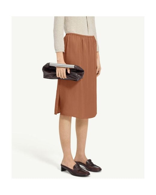 MM6 by Maison Margiela Brown Satin Midi Skirt