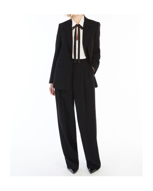 Max Mara Black Studio Linz Single-Breasted Tailored Blazer